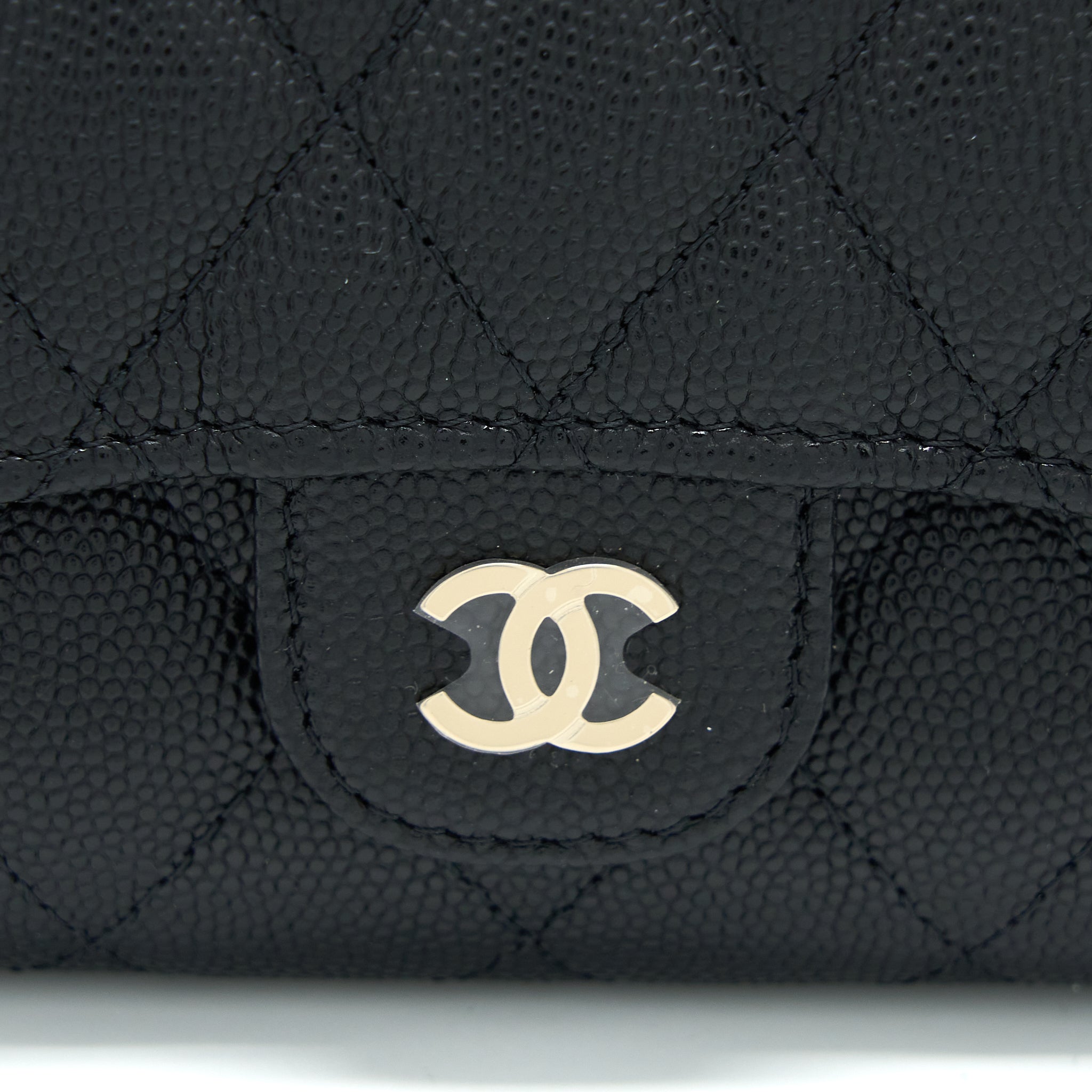 Chanel Classic Flap Compact Wallet Caviar Black L