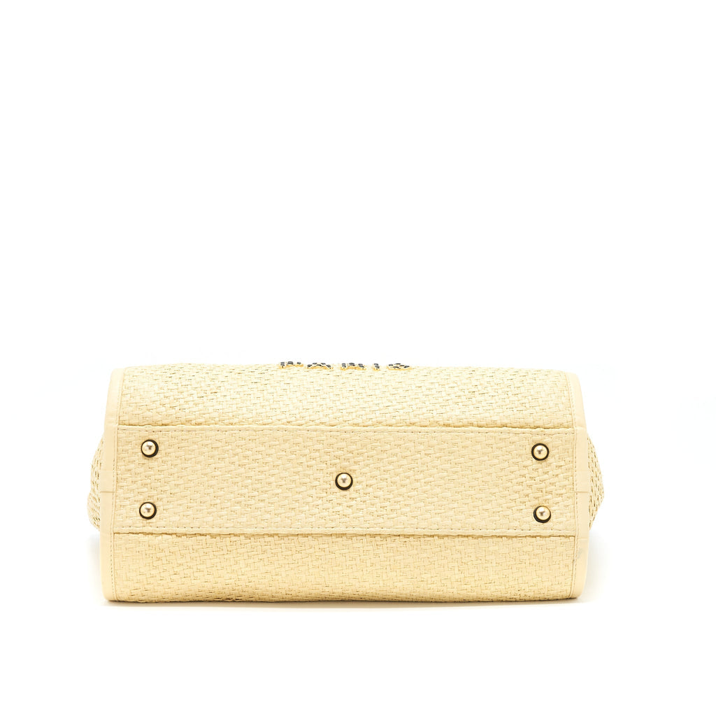 Chanel Gold Raffia Deauville Tote Bag