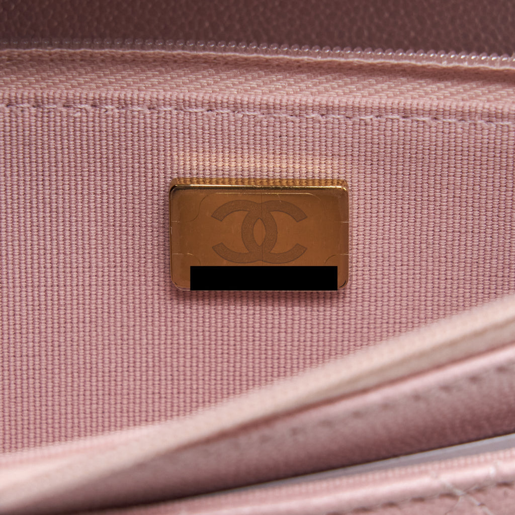 Chanel 22B Wallet On Chain With Detail CC Logo Caviar Light Pink NJ523 L(Microchip)