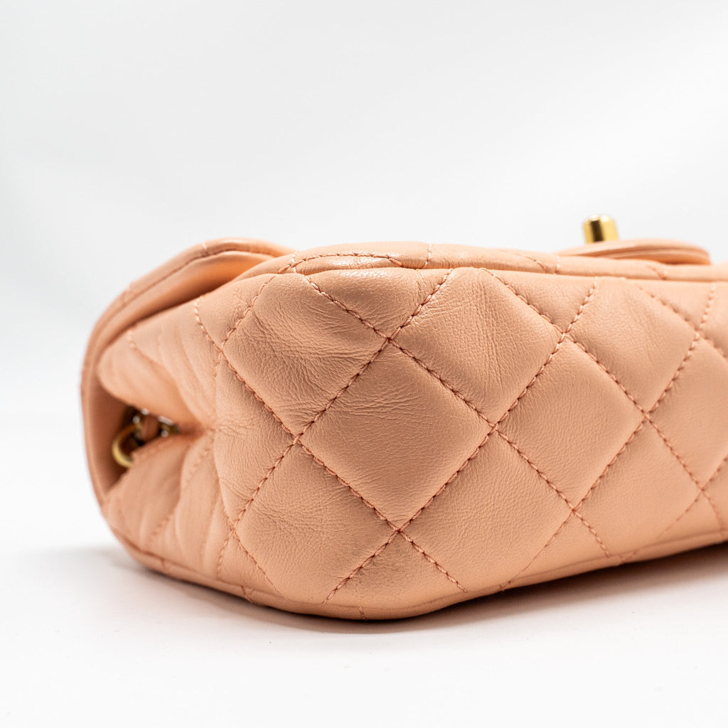 Chanel Pearl Crush Mini Rectangular Flap Bag Lambskin Pink  (Microchip)