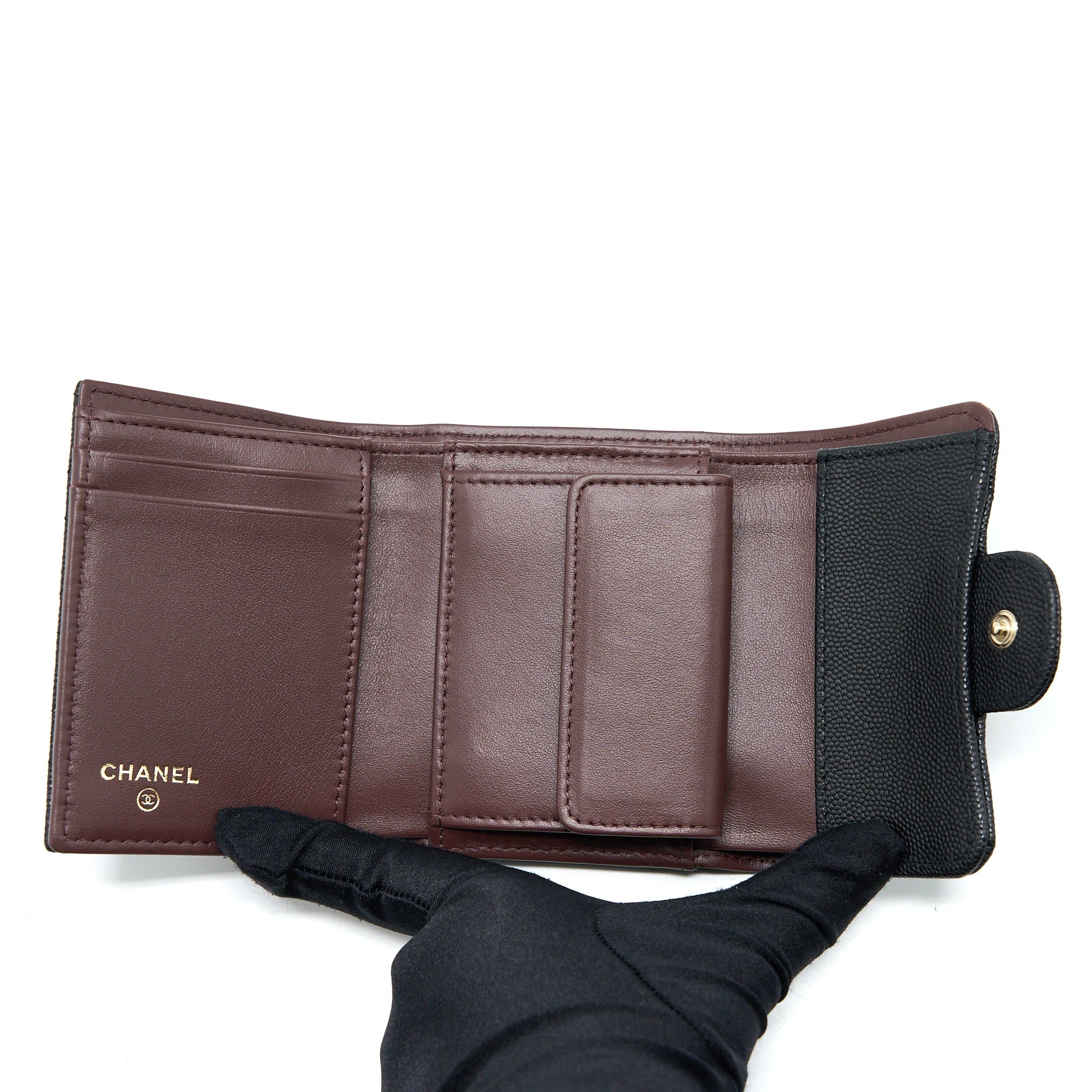 Chanel Classic Flap Compact Wallet Caviar Black L