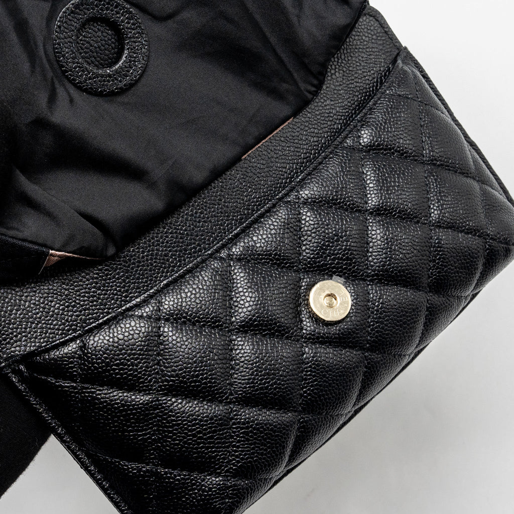 Chanel Chain Wallet /Foldable Shopping Tote Caviar/Jersey Fabric Black/Multicolour L