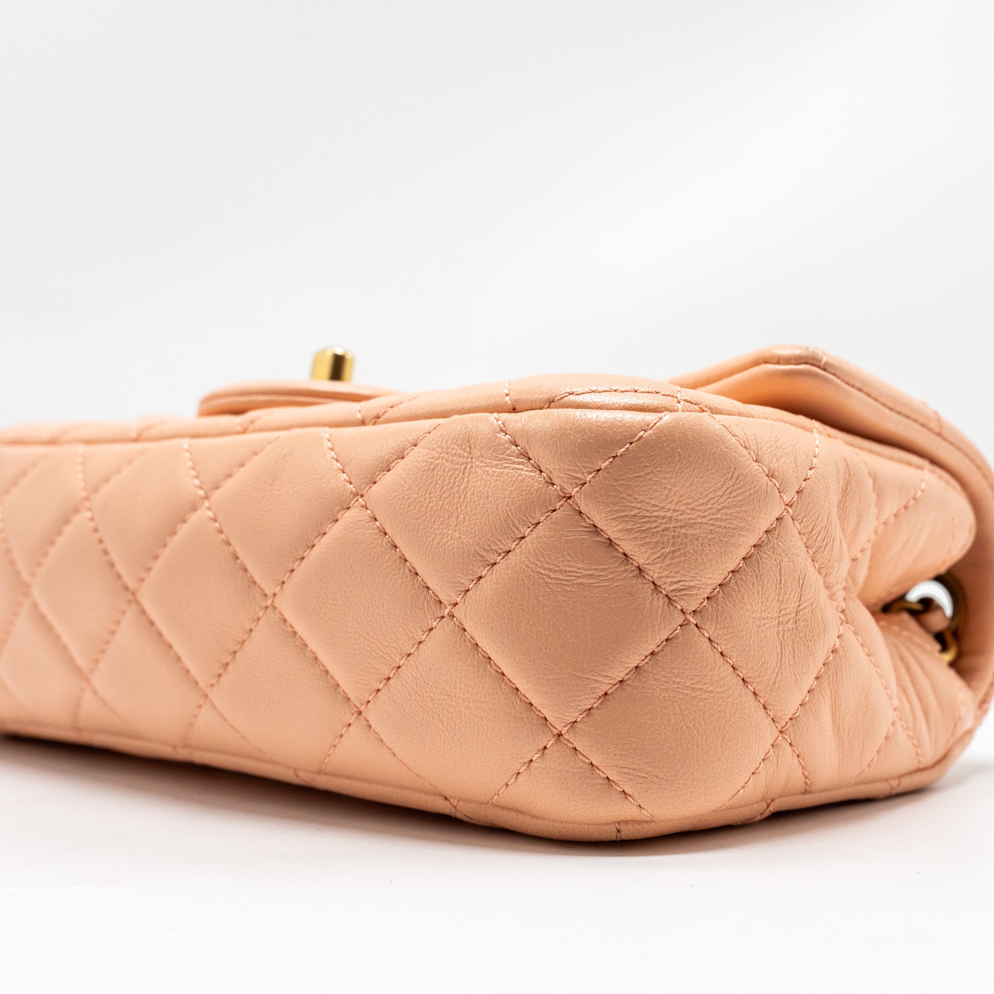 Chanel Pearl Crush Mini Rectangular Flap Bag Lambskin Pink  (Microchip)