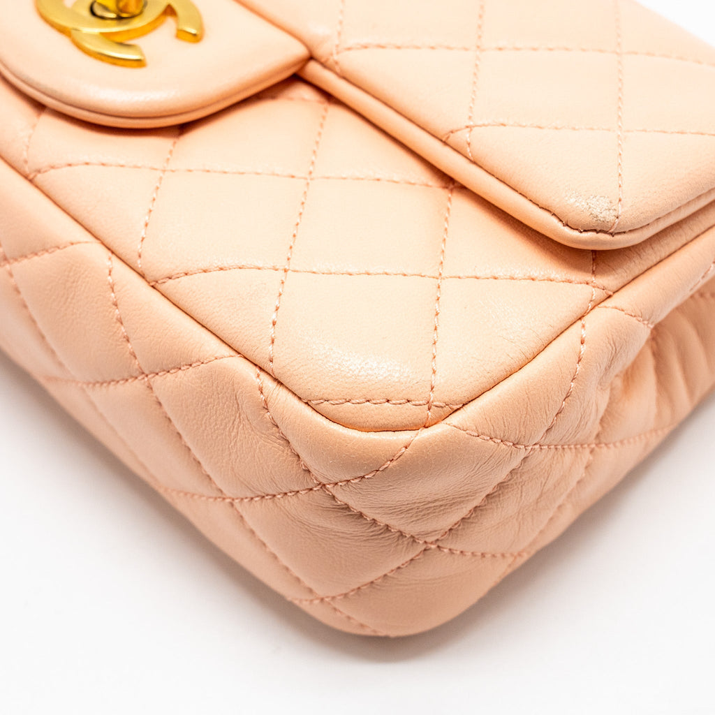 Chanel Pearl Crush Mini Rectangular Flap Bag Lambskin Pink  (Microchip)
