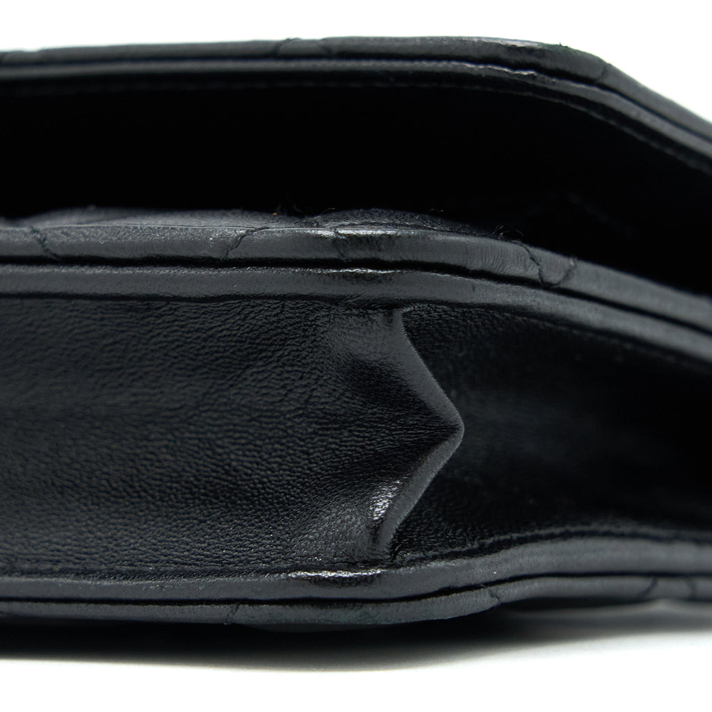 Chanel Ribbon Wallet On Chain Lambskin Black L (Microchip)