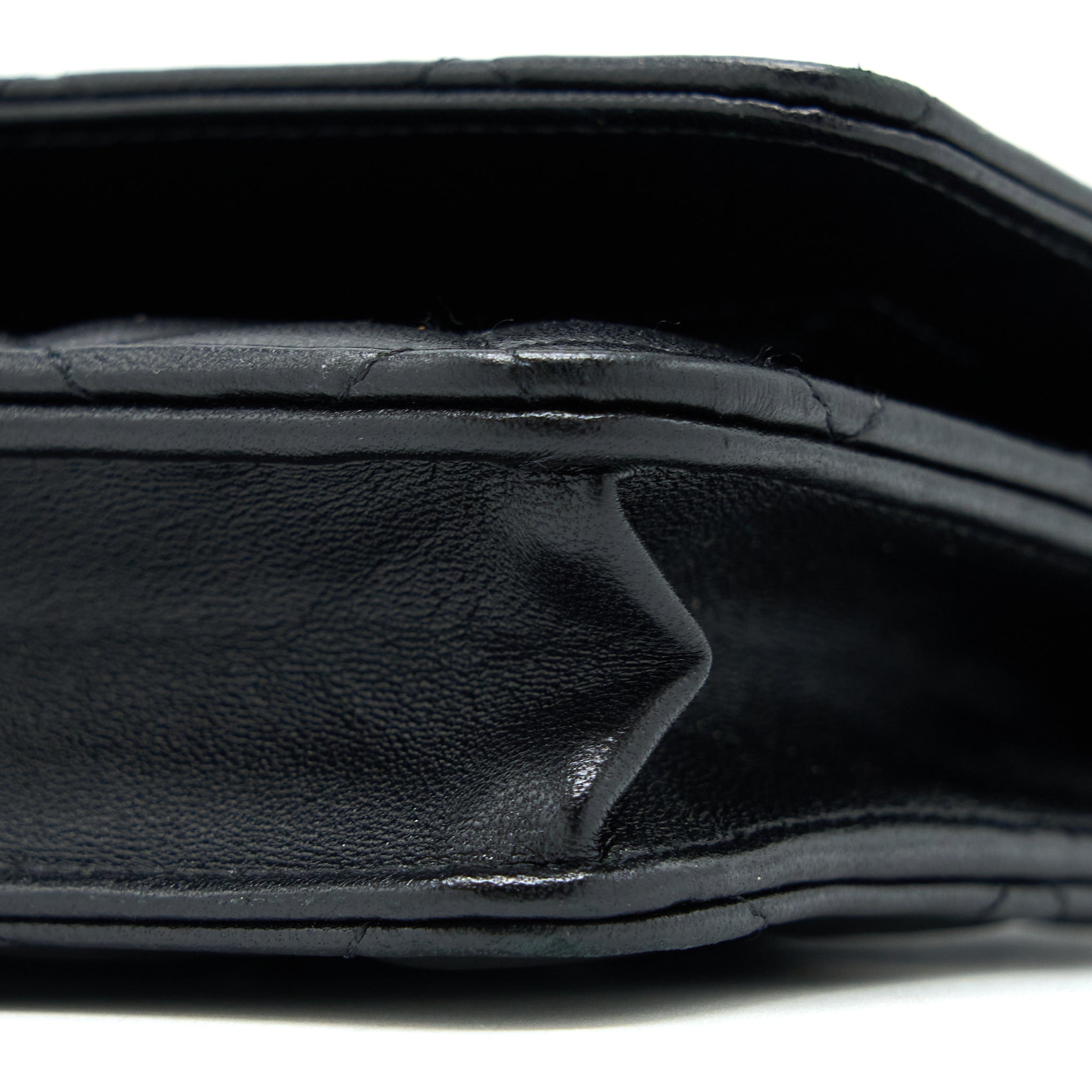 Chanel Ribbon Wallet On Chain Lambskin Black L (Microchip)