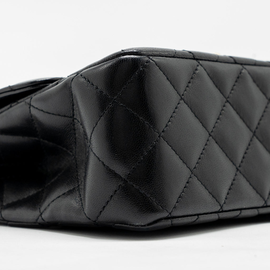 Chanel 23a Crystal Top Handle Flap Bag Shiny Lambskin Black L(microchip)