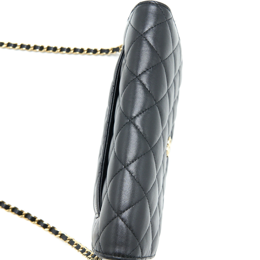Chanel Ribbon Wallet On Chain Lambskin Black L (Microchip)