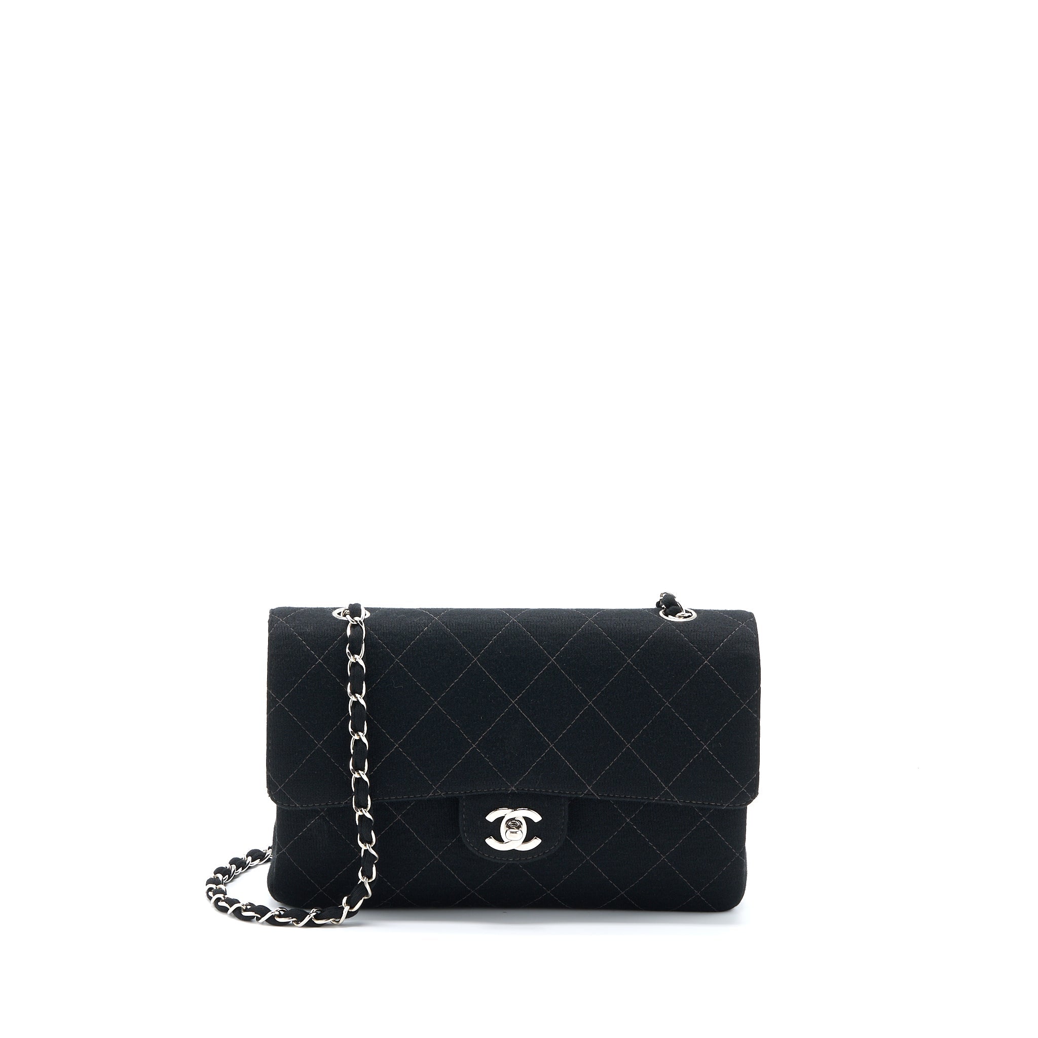 Chanel Vintage Medium Single Flap Bag Fabric Black