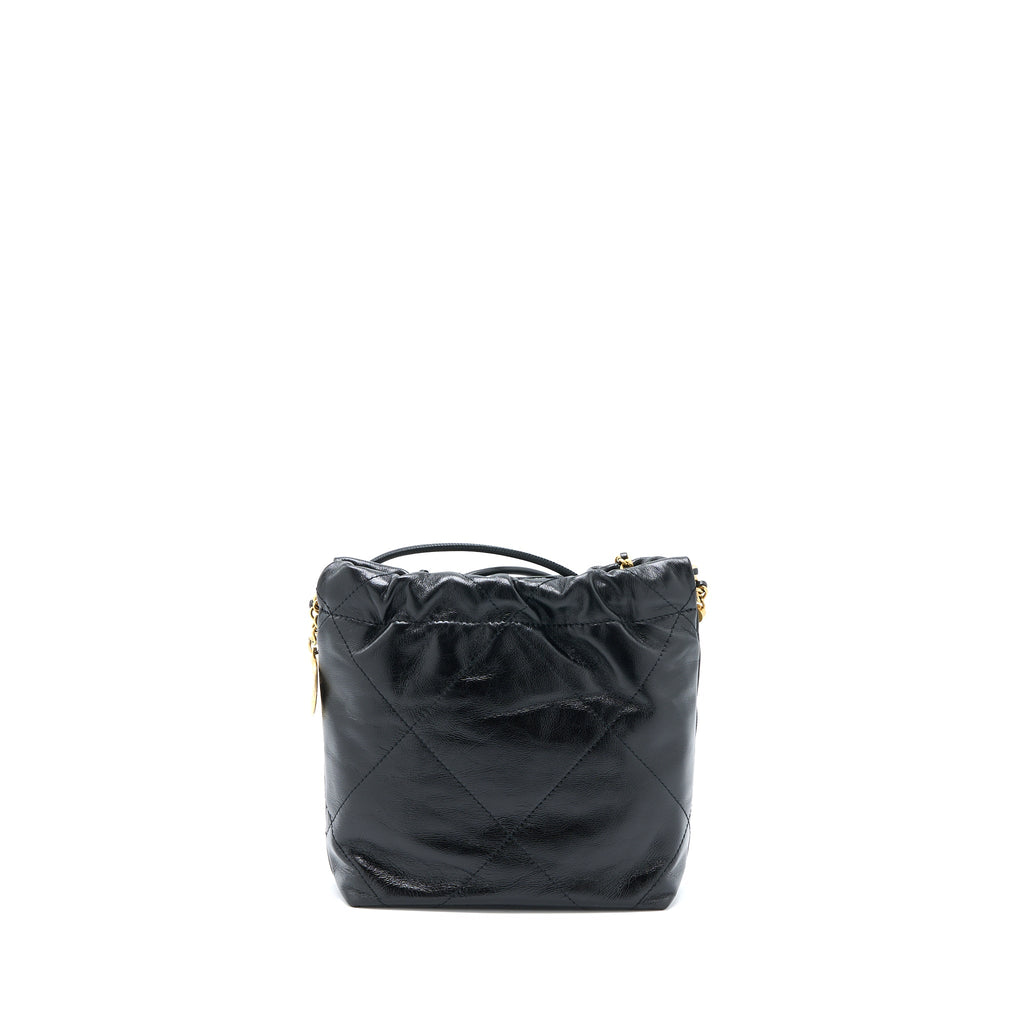 Chanel 23S Mini 22 Bag with Pearl Shiny Calfskin Black  (Microchip)