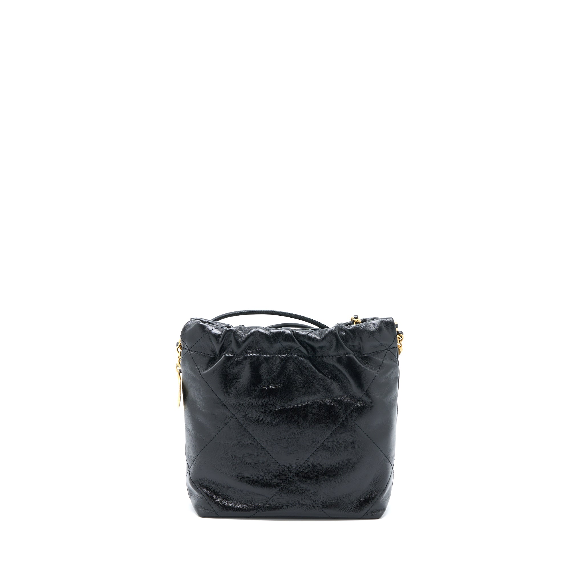 Chanel 23S Mini 22 Bag with Pearl Shiny Calfskin Black  (Microchip)