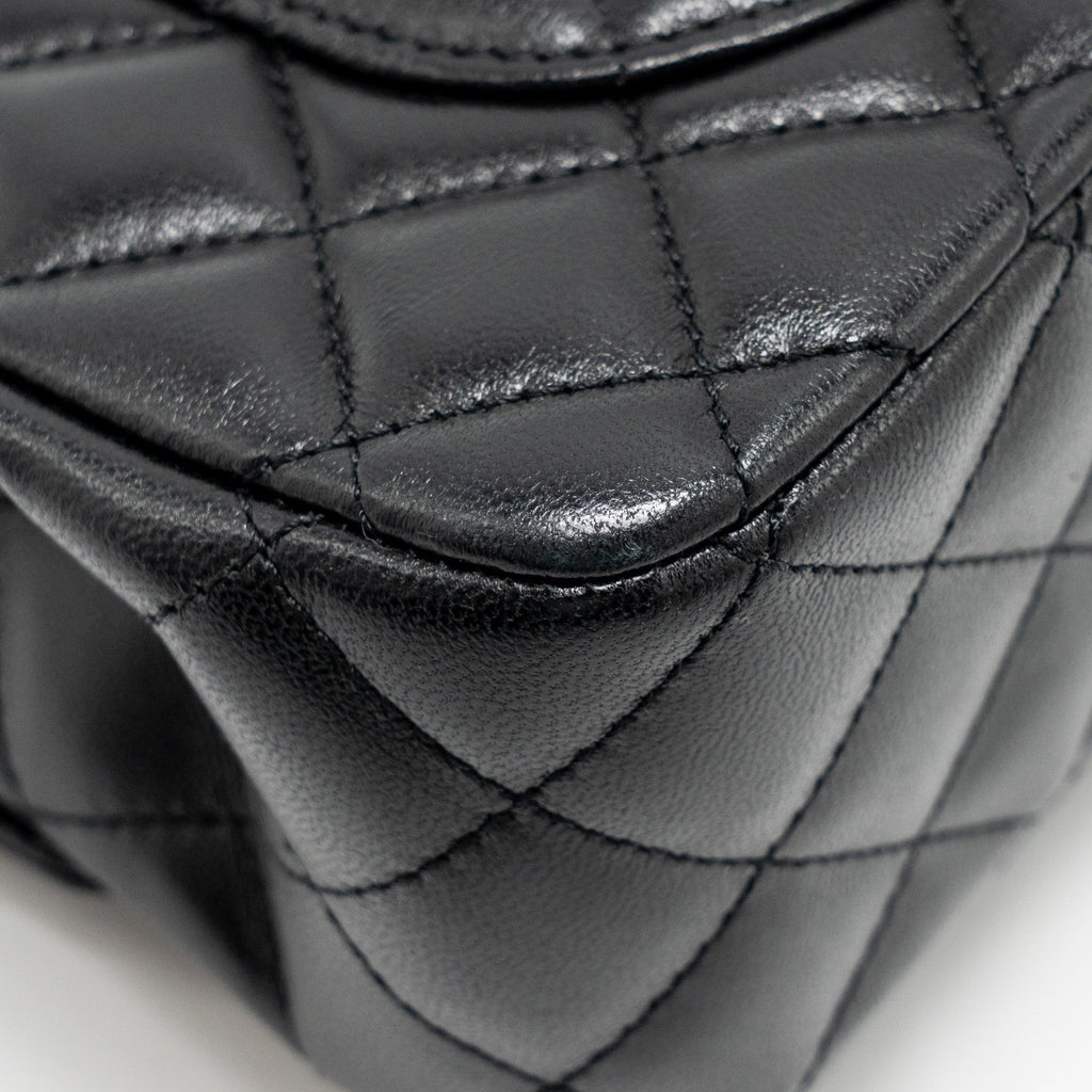 Chanel 23a Crystal Top Handle Flap Bag Shiny Lambskin Black L(microchip)