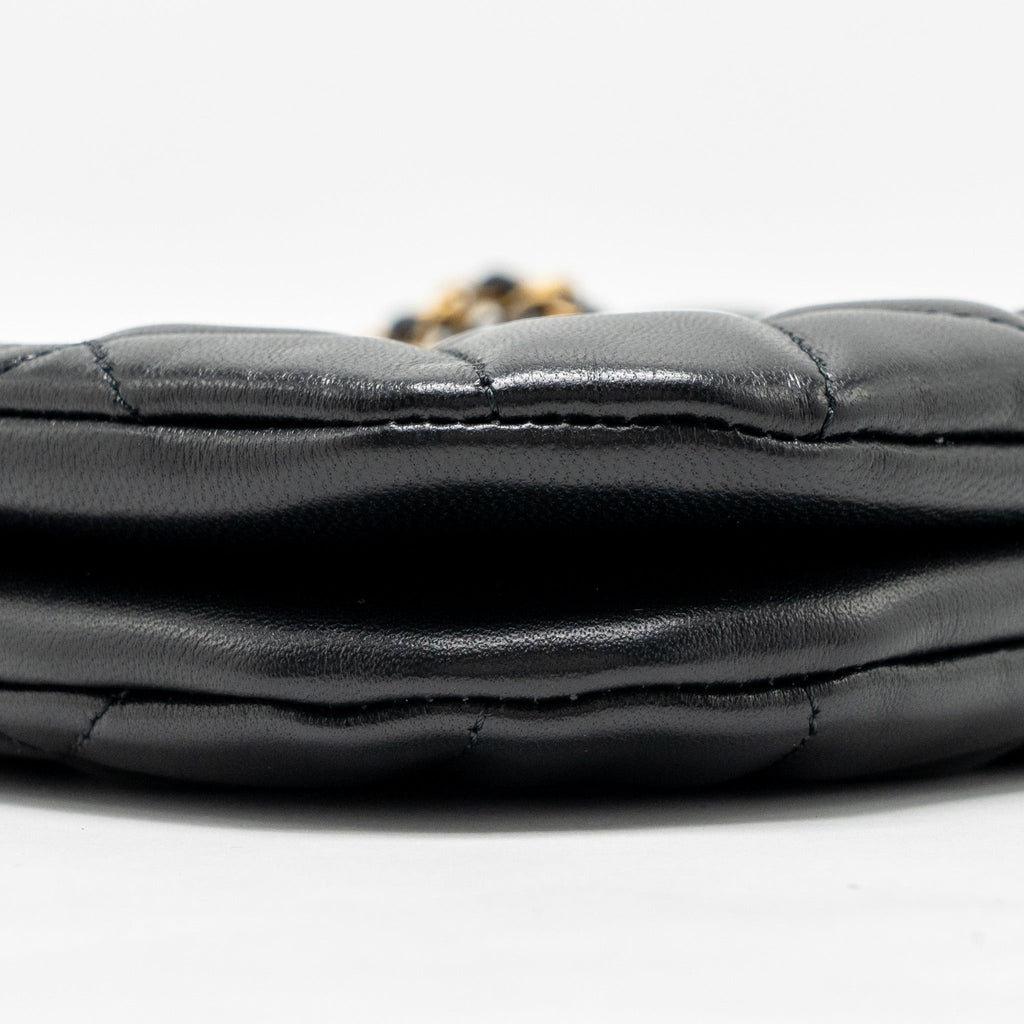 Chanel 24C Quilted Small Messenger Bag Black Lambskin  (Microchip)