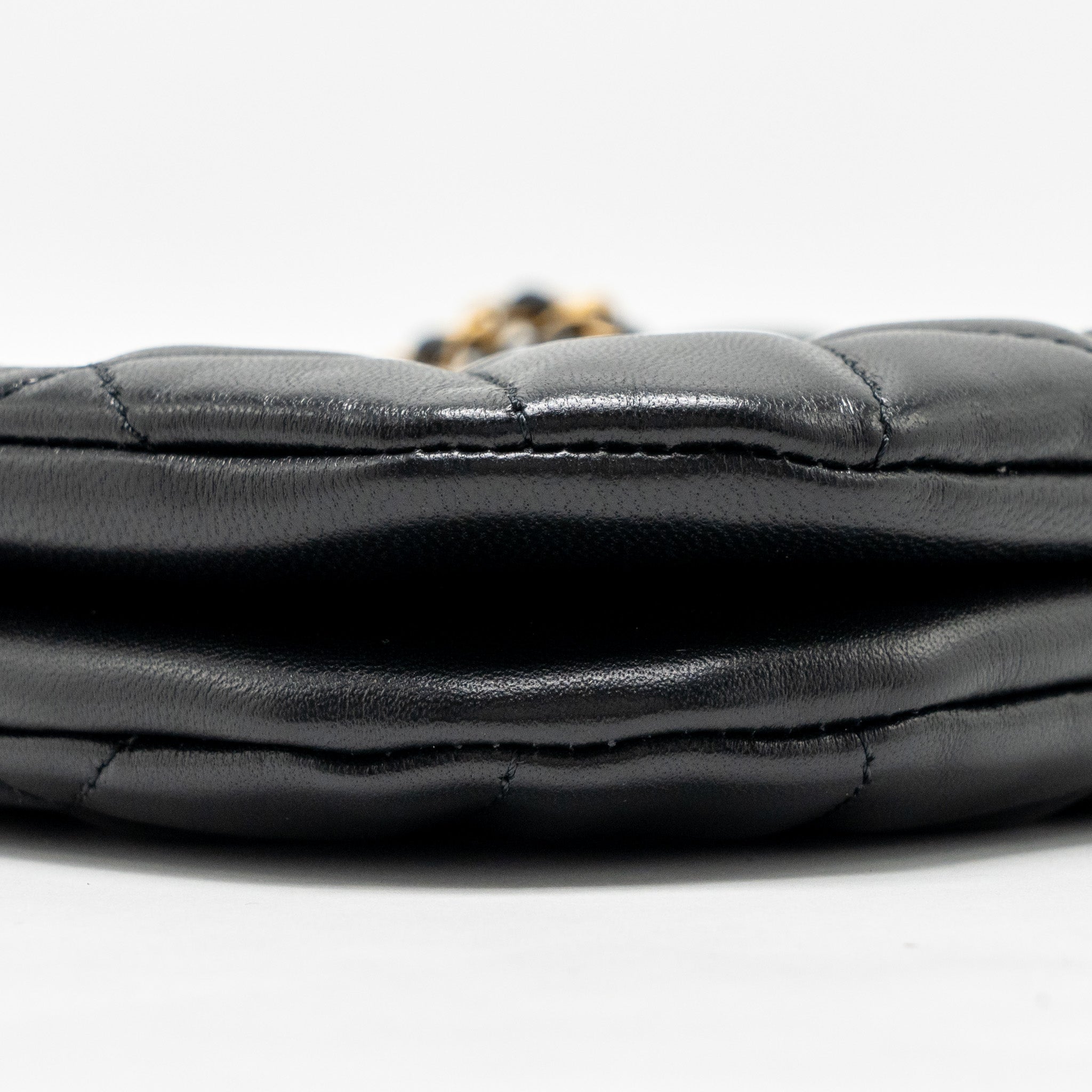 Chanel 24C Quilted Small Messenger Bag Black Lambskin  (Microchip)