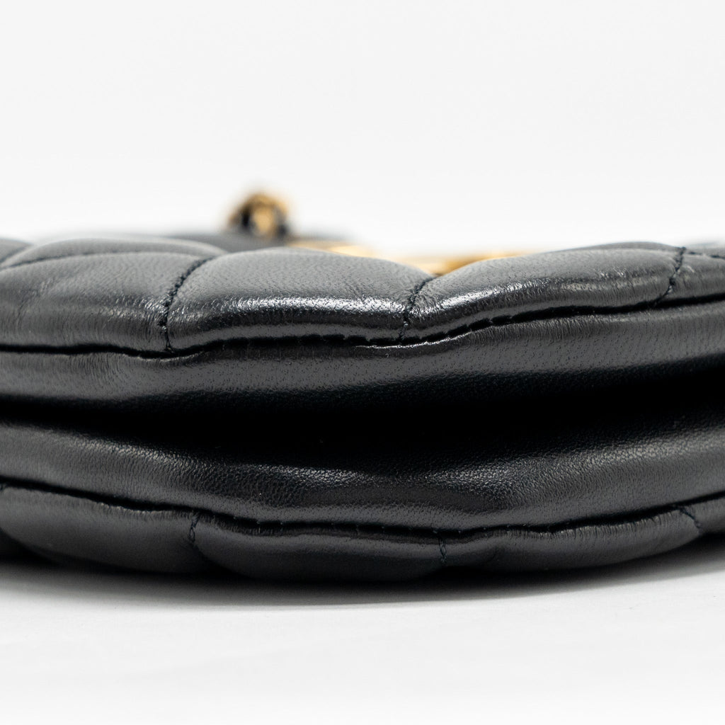 Chanel 24C Quilted Small Messenger Bag Black Lambskin  (Microchip)