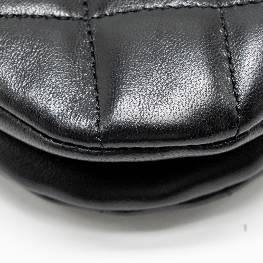 Chanel 24C Quilted Small Messenger Bag Black Lambskin  (Microchip)
