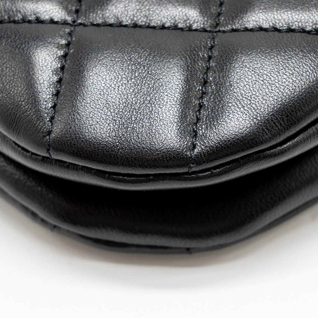 Chanel 24C Quilted Small Messenger Bag Black Lambskin  (Microchip)