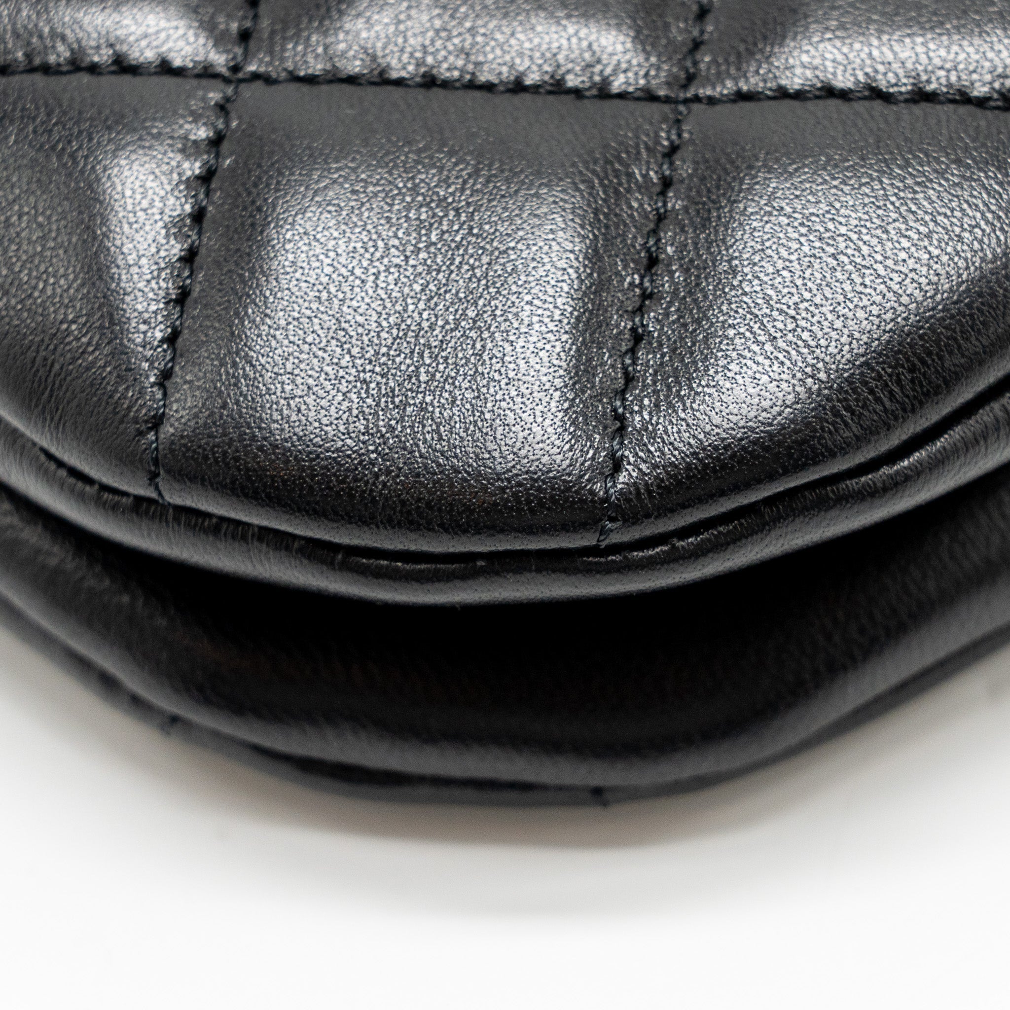 Chanel 24C Quilted Small Messenger Bag Black Lambskin  (Microchip)