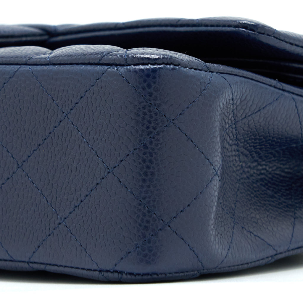 Chanel Medium Classic Double Flap Bag Caviar Navy Blue