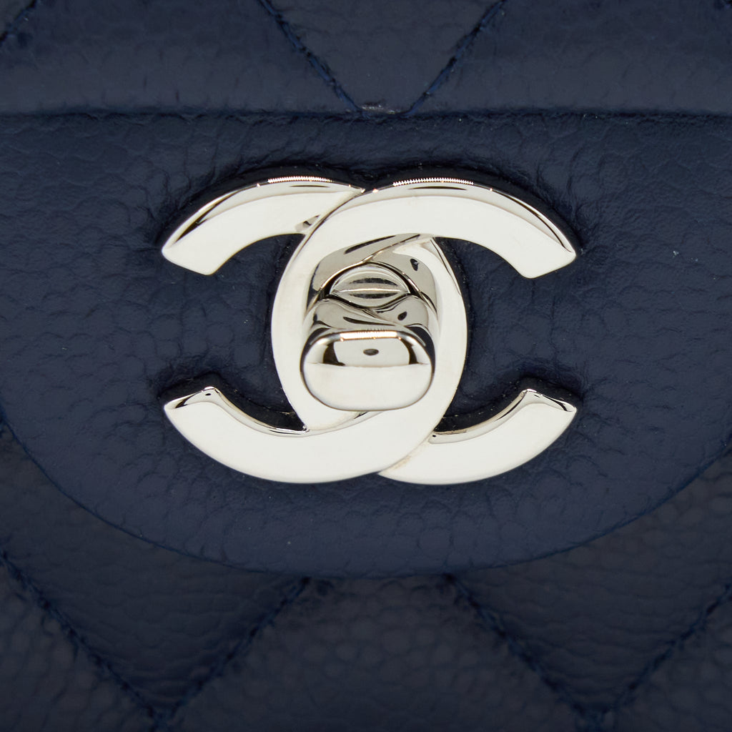 Chanel Medium Classic Double Flap Bag Caviar Navy Blue