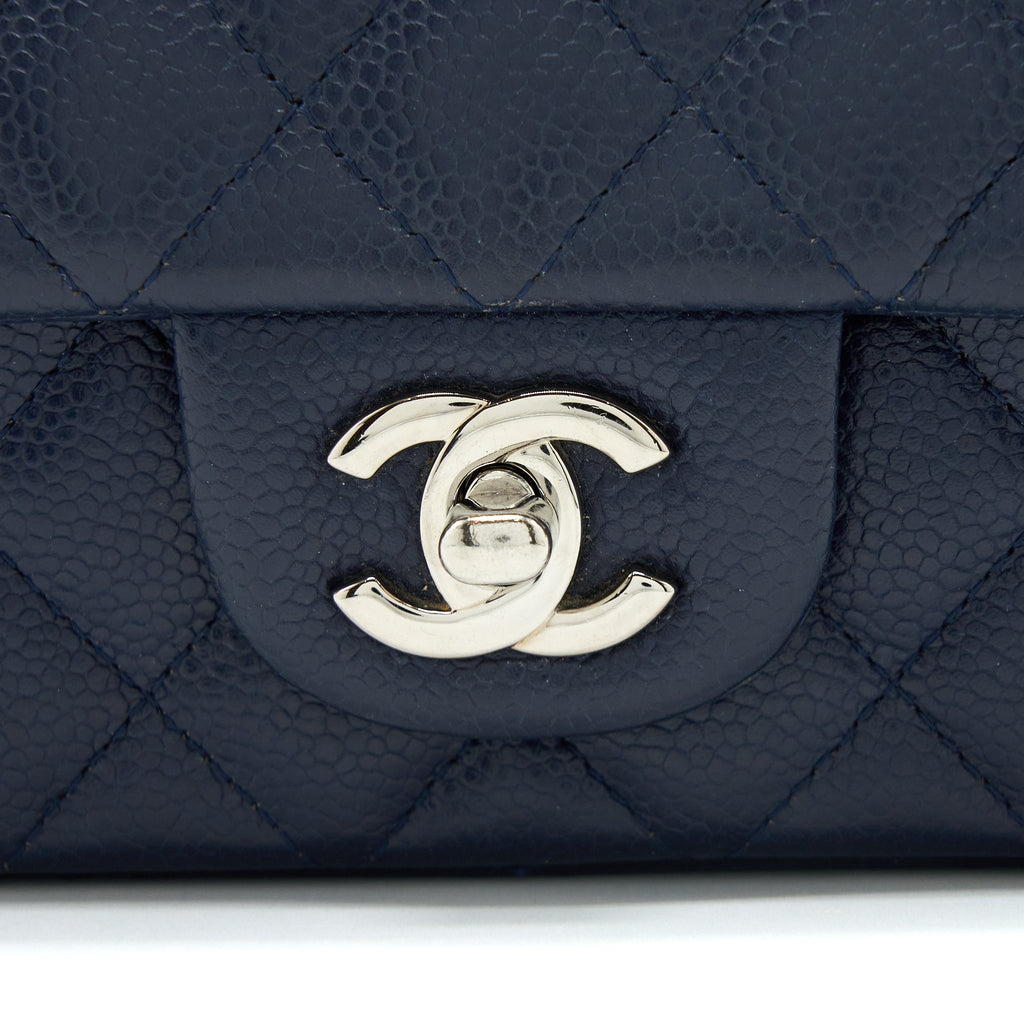 Chanel Classic Mini Rectangular Flap Bag Caviar Navy