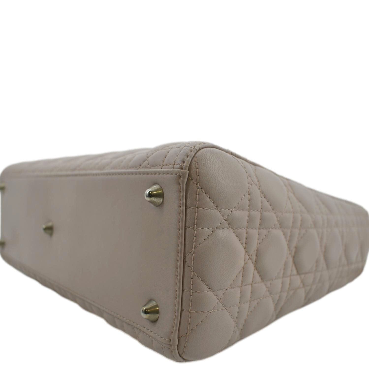 CHRISTIAN DIOR Lady Dior Large Quilted Leather Shoulder Bag Pink