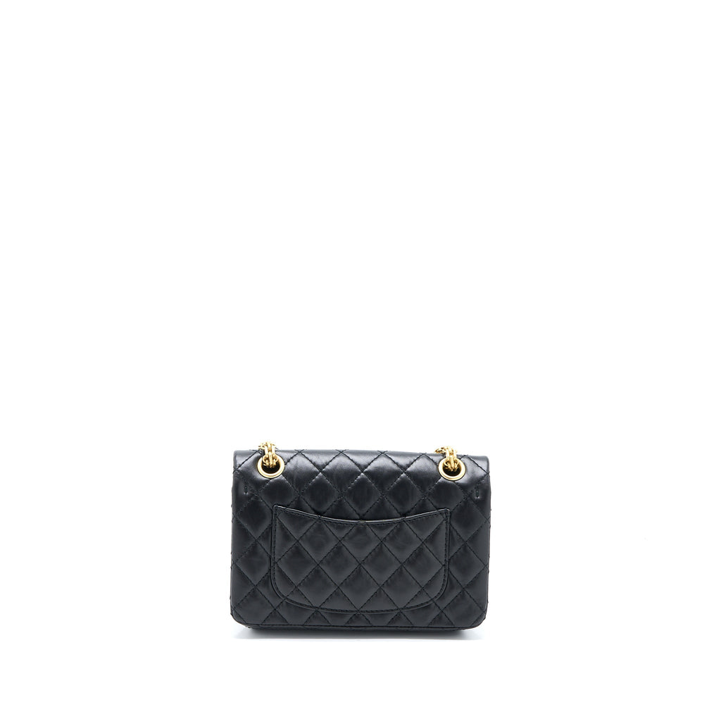 Chanel Mini 2.55 Reissue Flap Bag Aged Calfskin Black Brushed  (Microchip)
