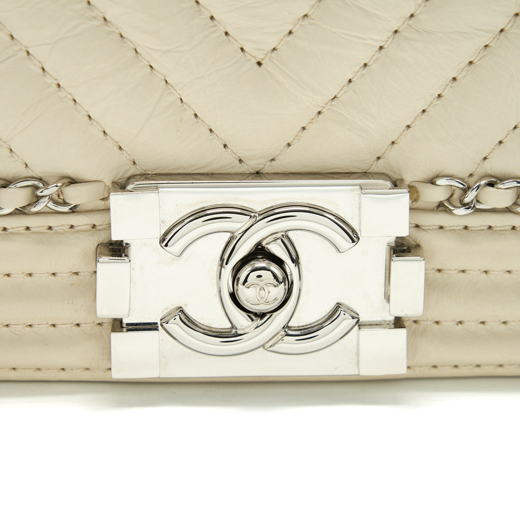 Chanel Medium Boy Bag Chevron Limited Calfskin Ivory