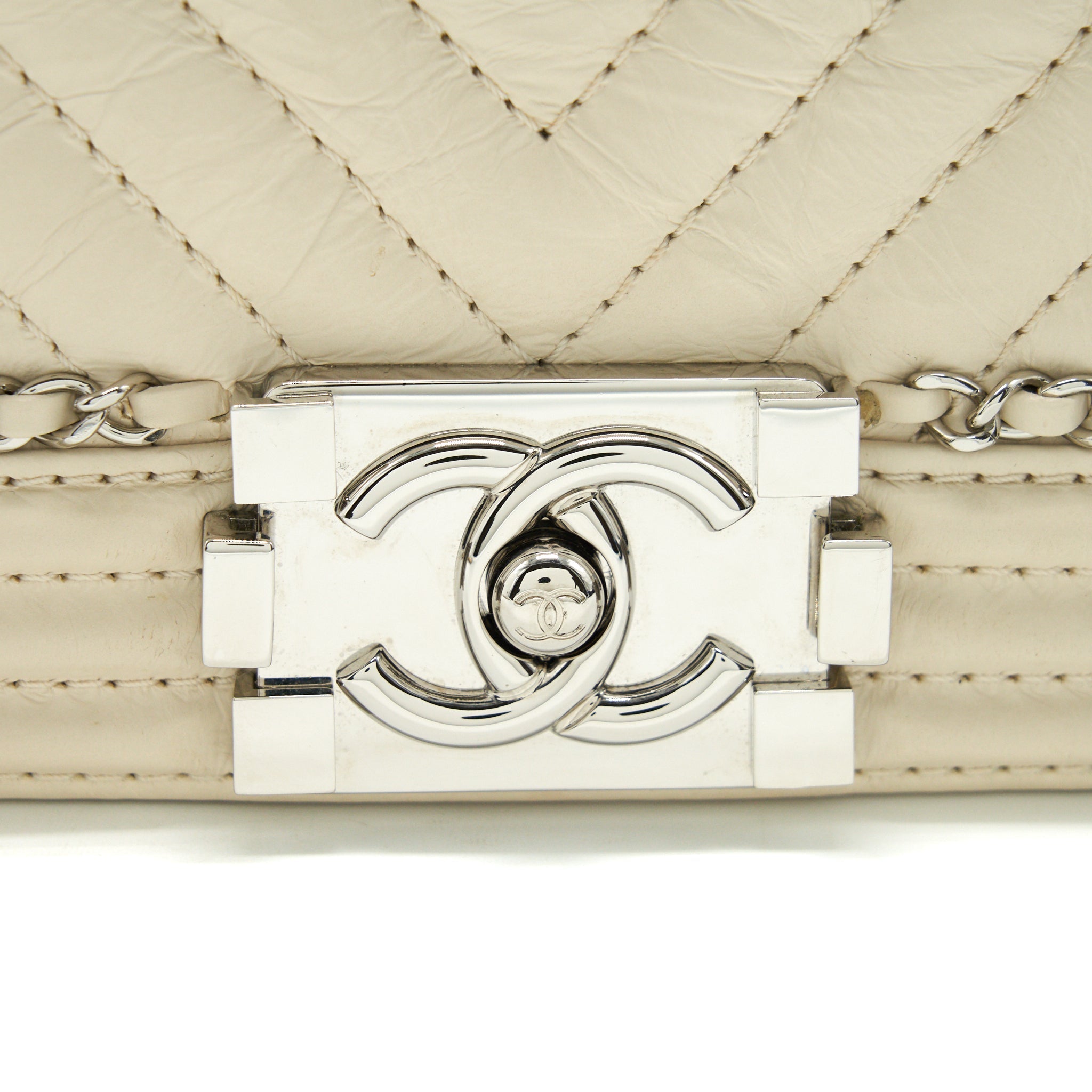 Chanel Medium Boy Bag Chevron Limited Calfskin Ivory