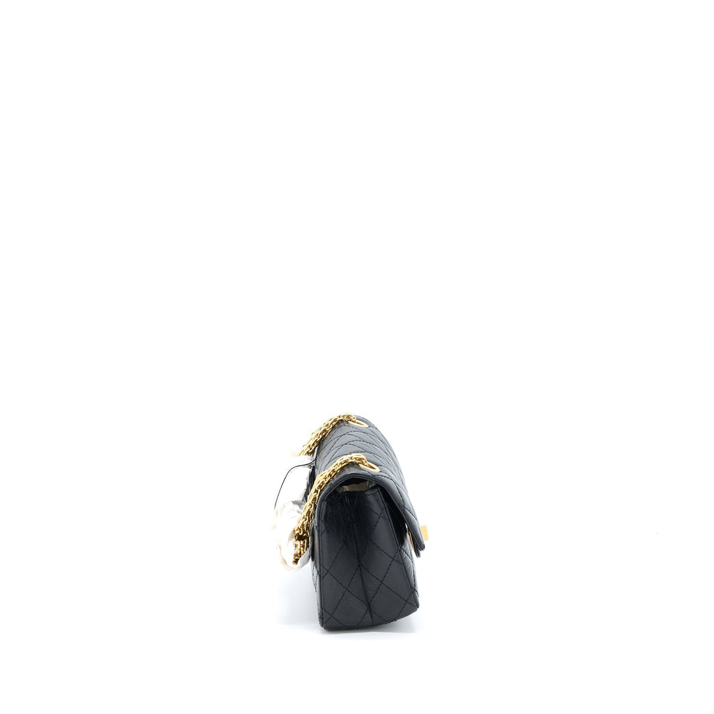 Chanel Mini 2.55 Reissue Flap Bag Aged Calfskin Black Brushed  (Microchip)