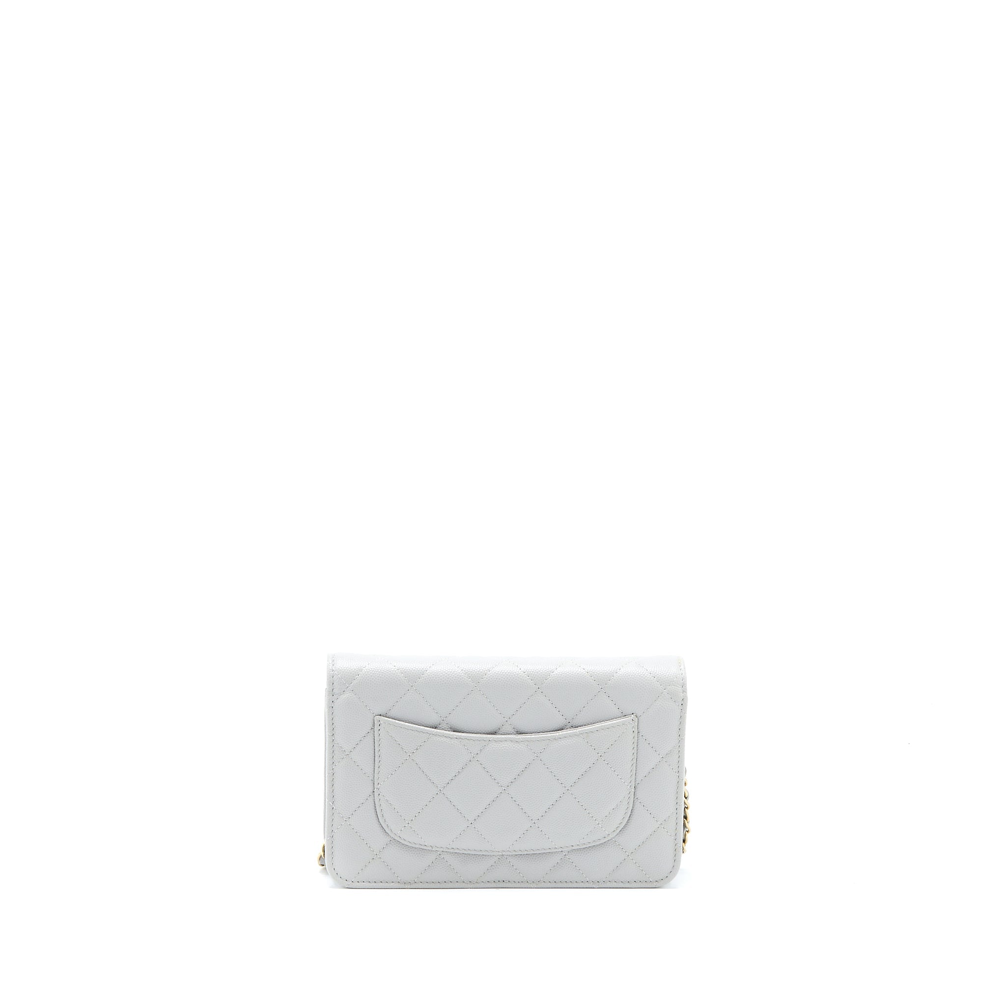 Chanel Classic Wallet on Chain Caviar Light Grey L (Microchip)