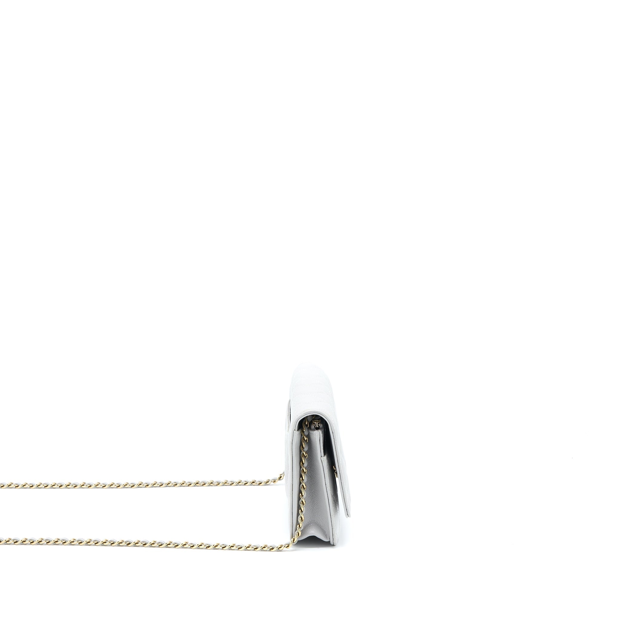 Chanel Classic Wallet on Chain Caviar Light Grey L (Microchip)