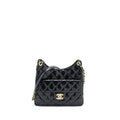 Chanel 23C Hobo Bag Shiny Calfskin Black Brushed  (Microchip)