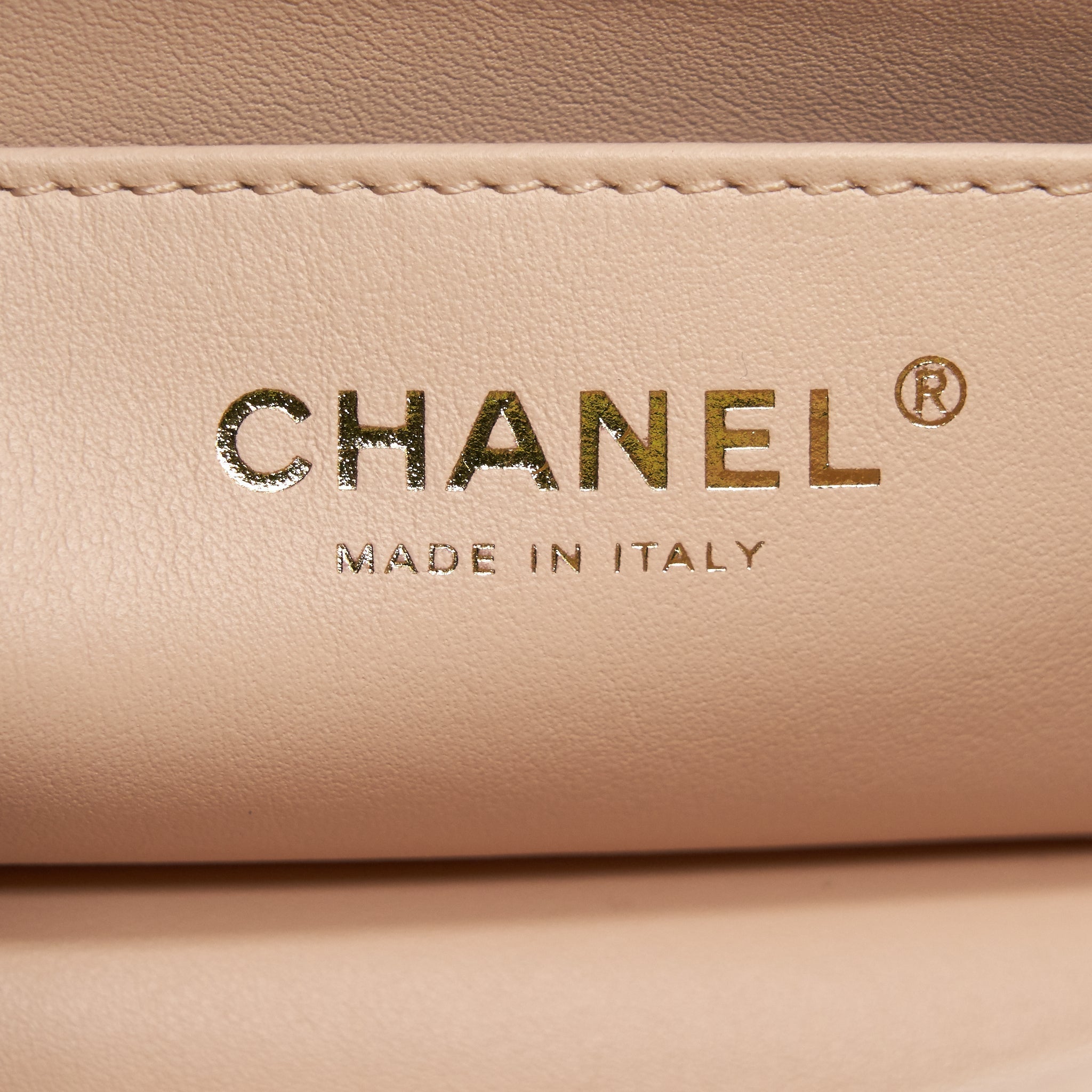 Chanel 22C Pearl Crush Mini Rectangular Flap Bag Lambskin Light Berge
