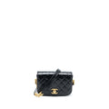 Chanel Crossbody Mini Flap Bag CC Logo Strap Calfskin Black Brushed  (Microchip)