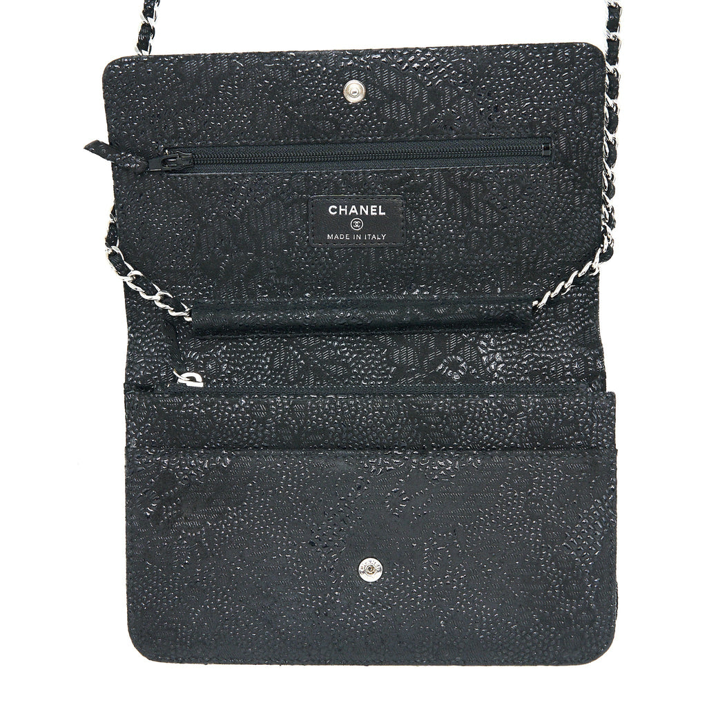 Chanel Seasonal Wallet On Chain Fabric Black