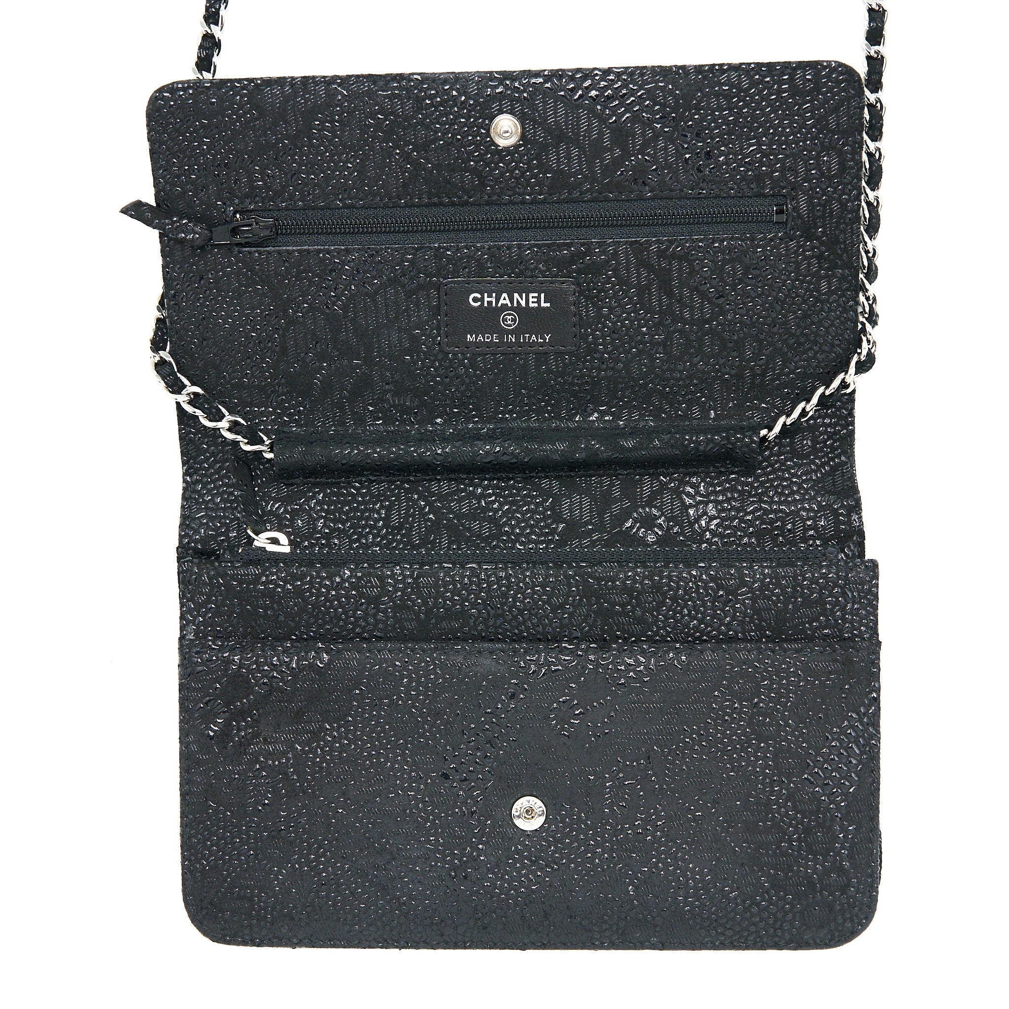 Chanel Seasonal Wallet On Chain Fabric Black
