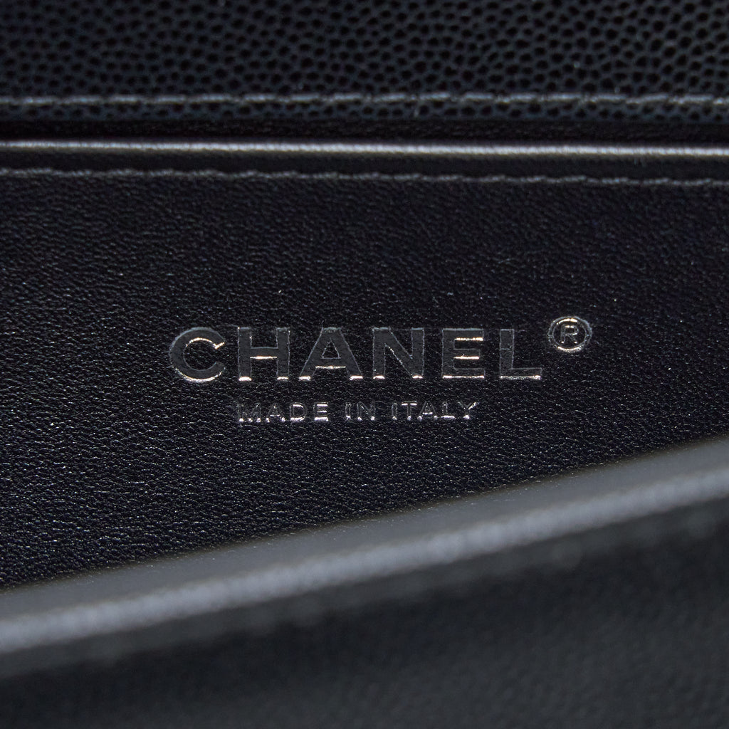 Chanel Small Boy Bag Caviar Black Ruthenium  (Microchip)