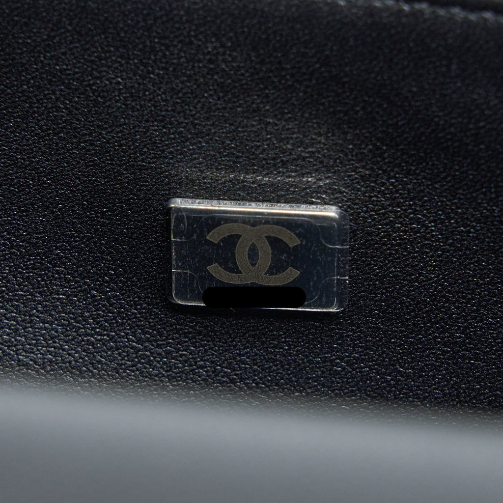 Chanel Small Boy Bag Caviar Black Ruthenium  (Microchip)