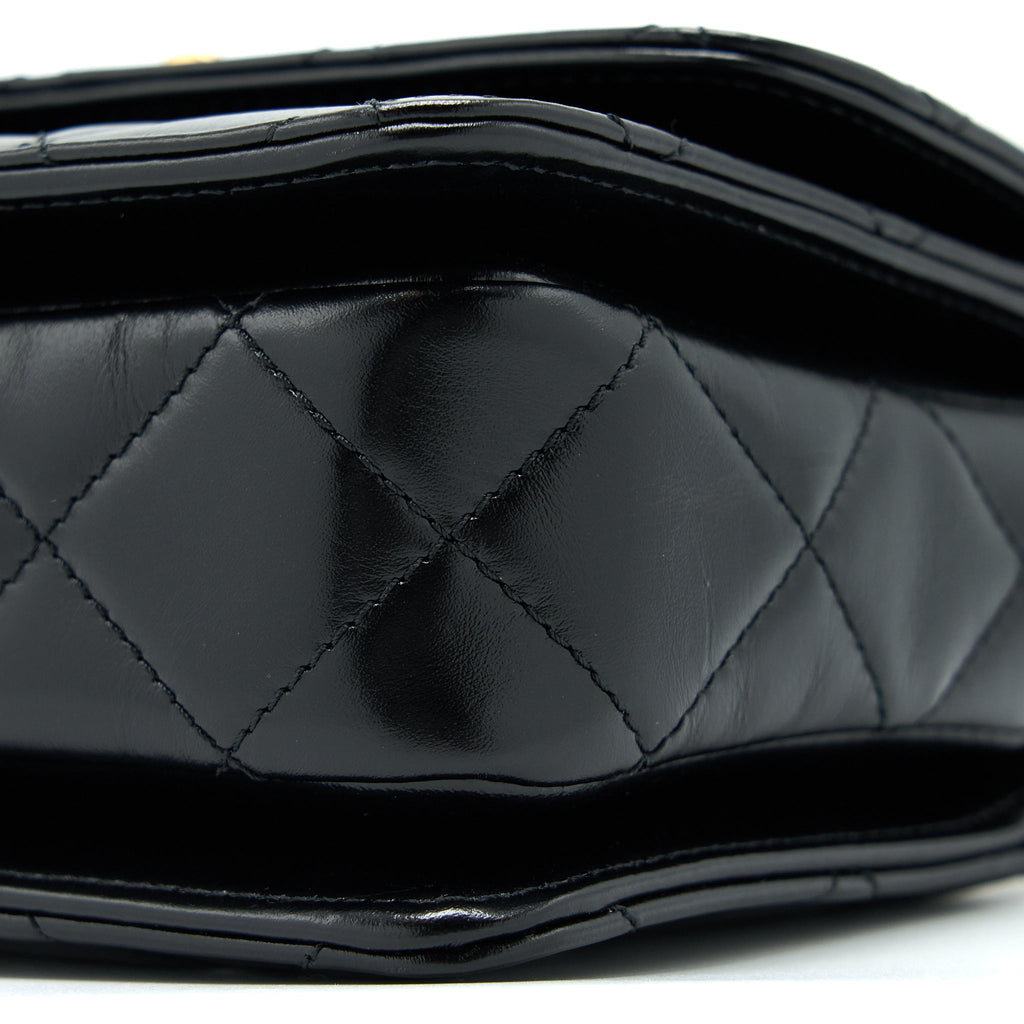 Chanel 23p Flap Bag with Top Handle Shiny Calfskin Black  (Microchip)