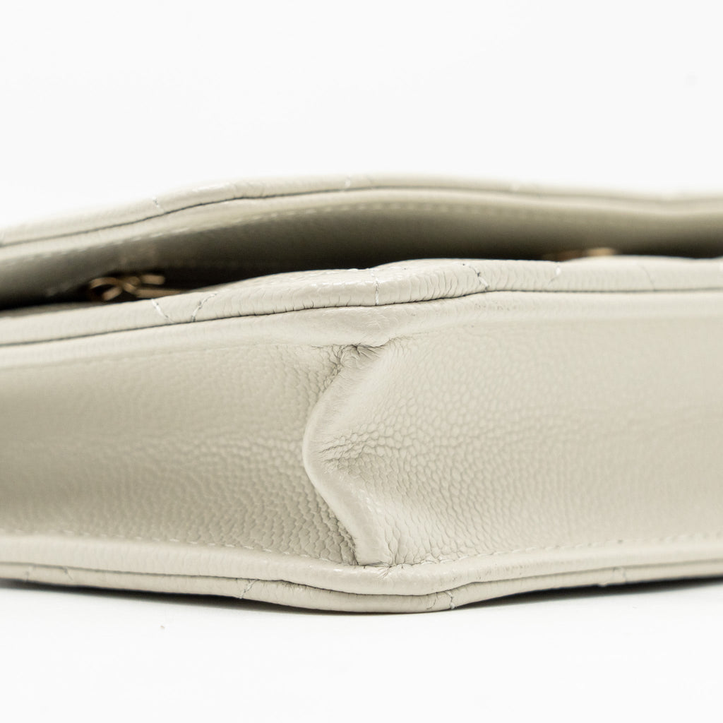 Chanel Classic Wallet on Chain Caviar Creamy White L(microchip)