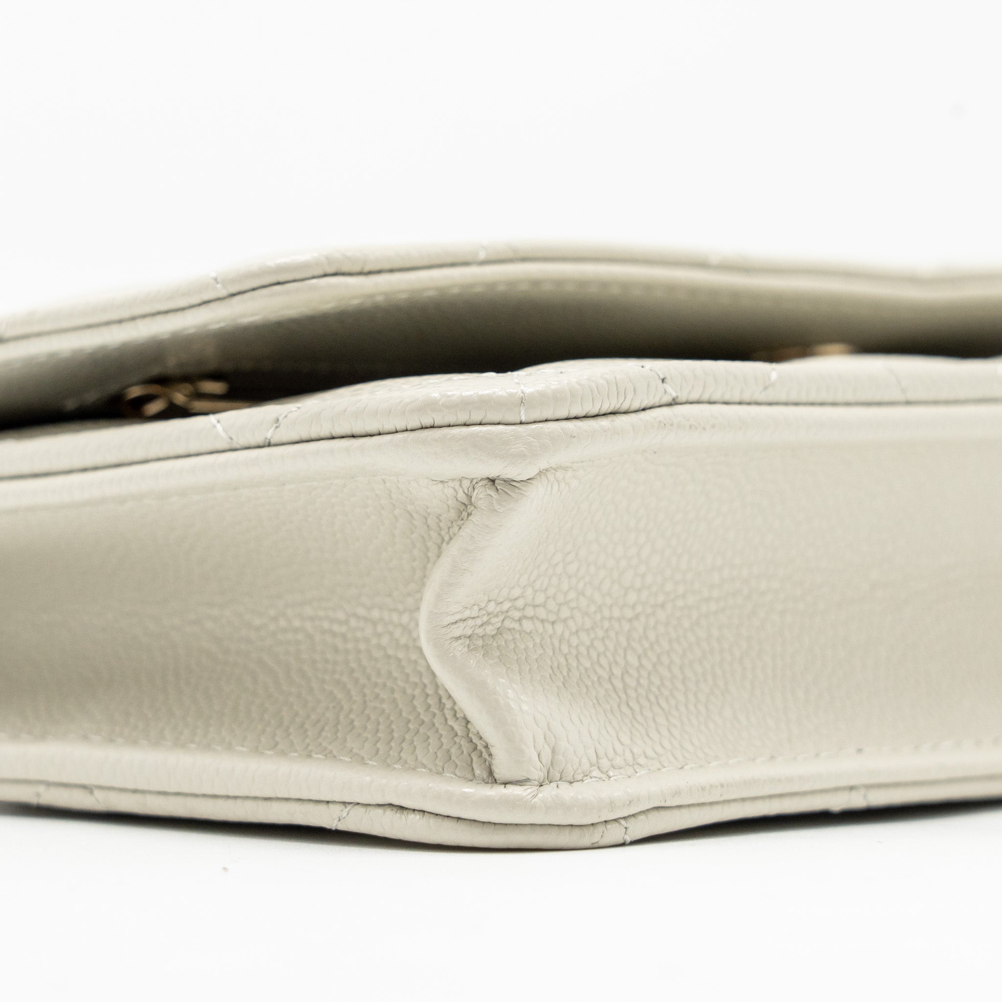 Chanel Classic Wallet on Chain Caviar Creamy White L(microchip)