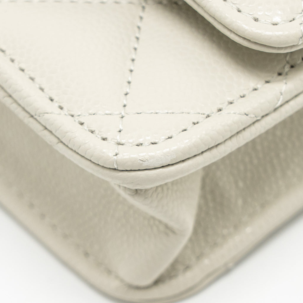 Chanel Classic Wallet on Chain Caviar Creamy White L(microchip)