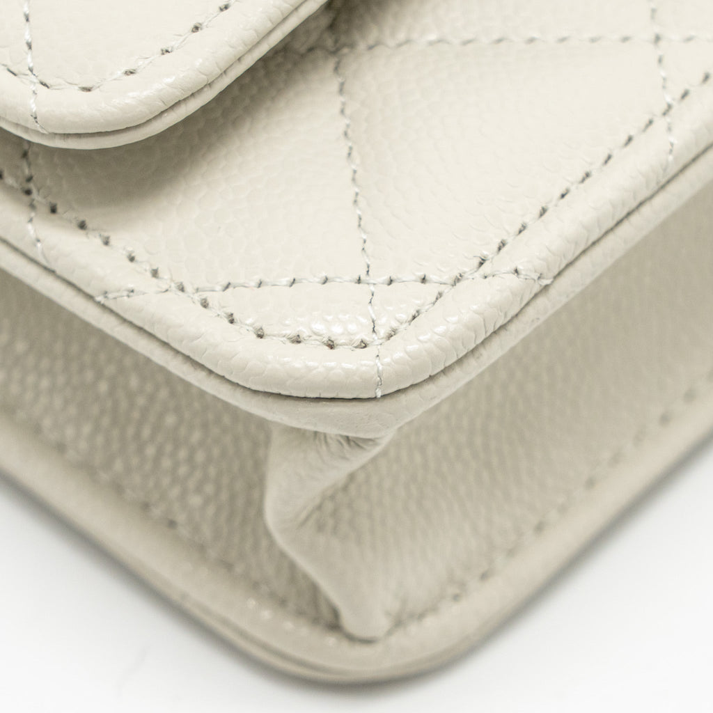 Chanel Classic Wallet on Chain Caviar Creamy White L(microchip)
