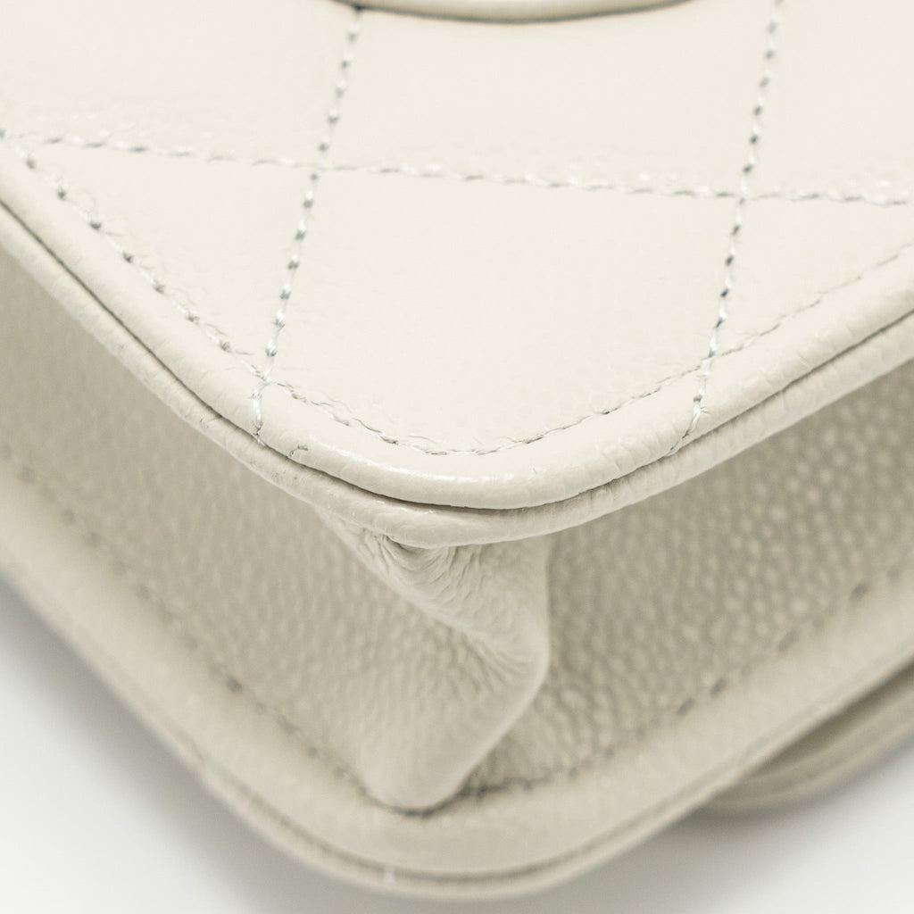 Chanel Classic Wallet on Chain Caviar Creamy White L(microchip)