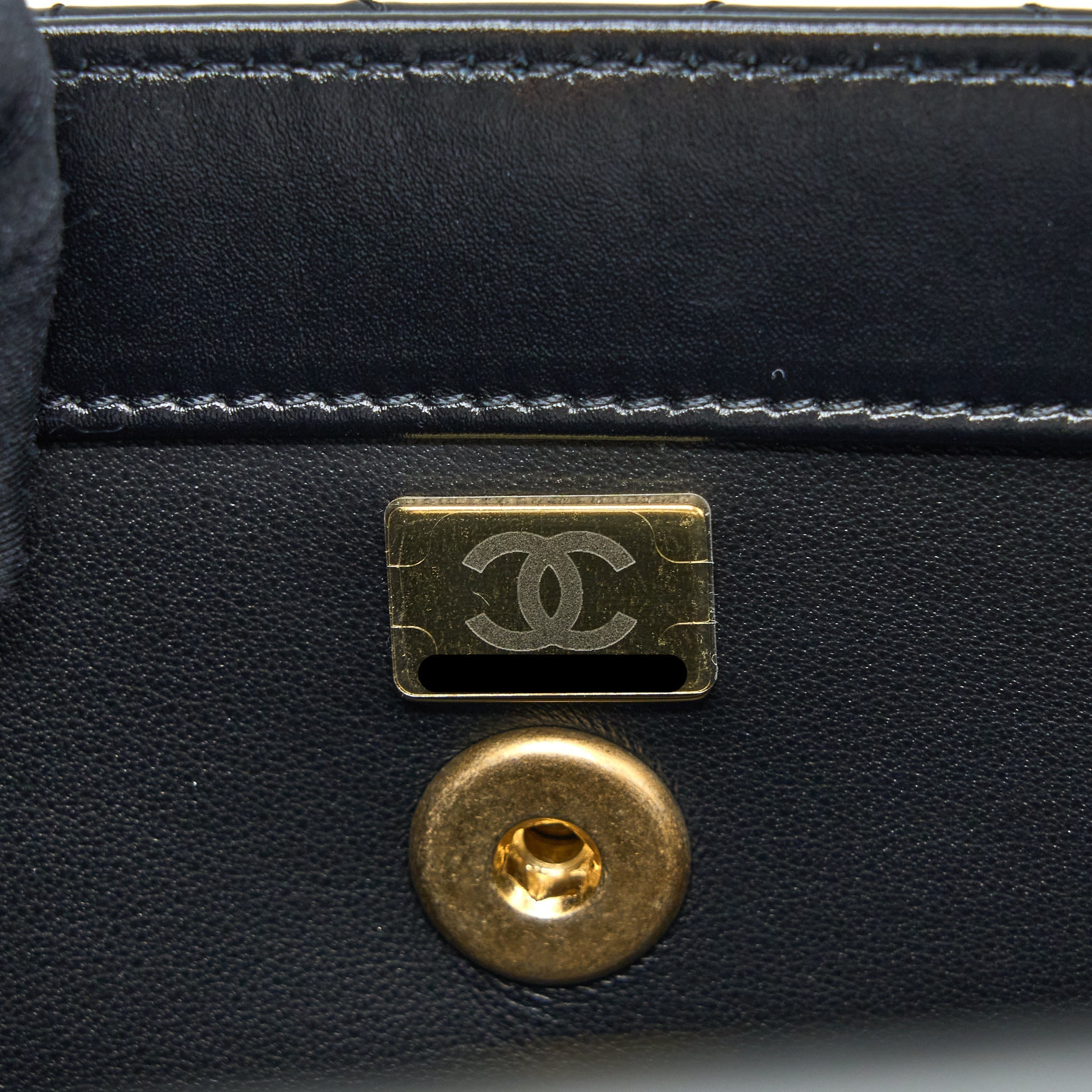 Chanel 23p Flap Bag with Top Handle Shiny Calfskin Black  (Microchip)
