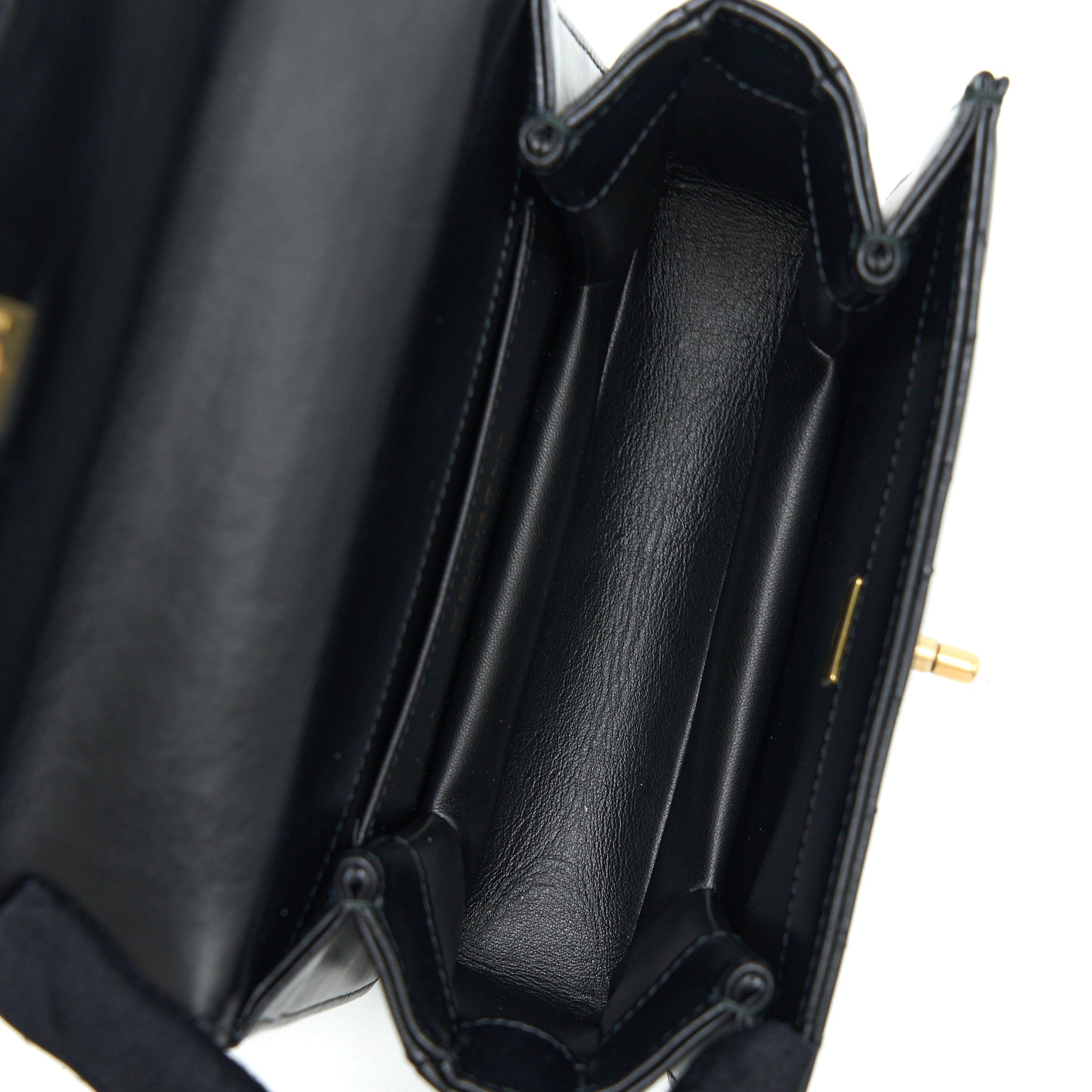 Chanel 23p Flap Bag with Top Handle Shiny Calfskin Black  (Microchip)