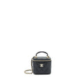 Chanel 22P Top Handle Mini Vanity With Chain And Mirror Lambskin Black L