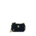 Chanel Mini Boston Bag with Chain Camellia Velvet Black  (Microchip)