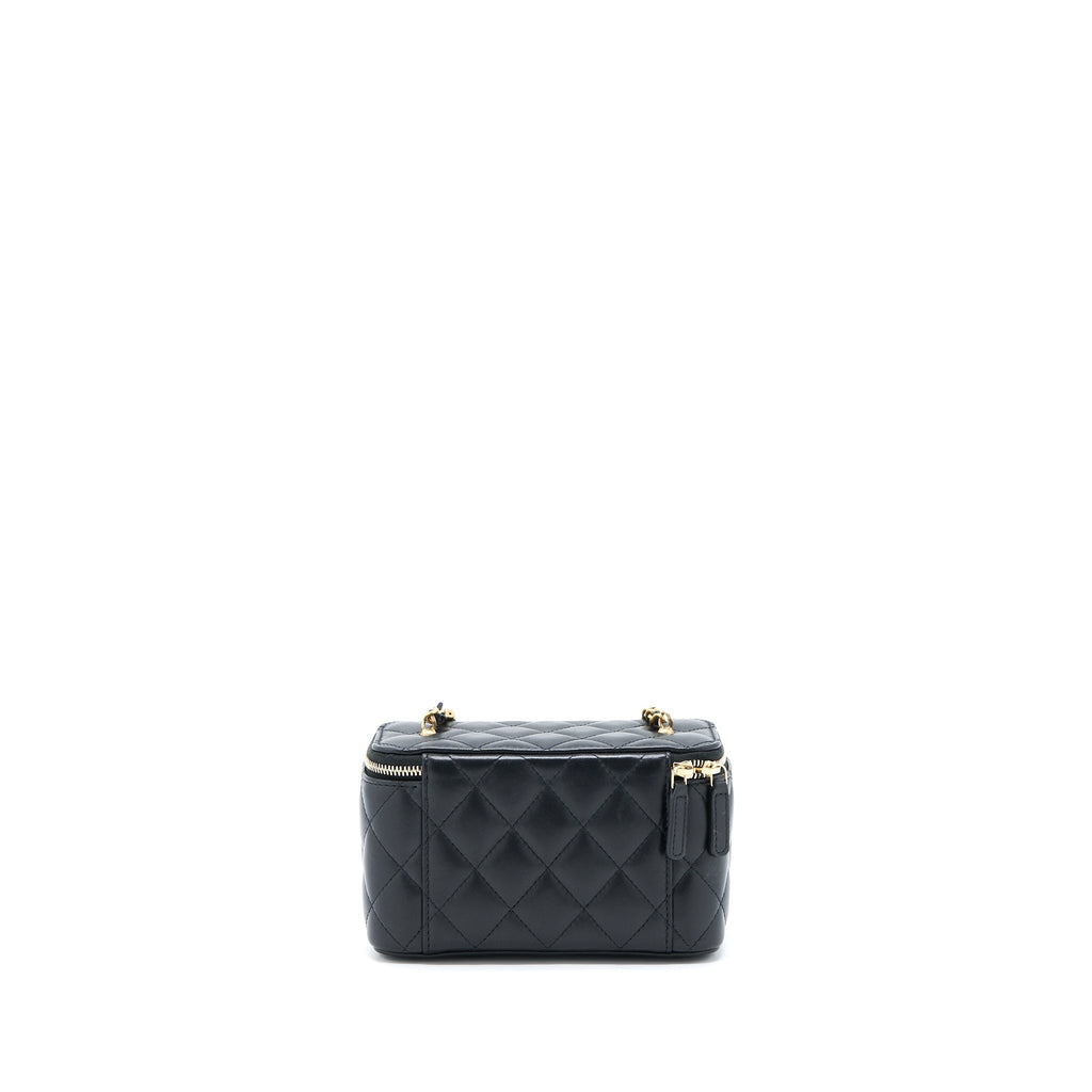 Chanel Pear Crush Long Vanity With Chain Lambskin Black